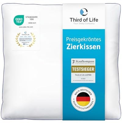 Kissen 40x40 inSPIRO, Kleines Zierkissen vom Preisträger des Innovationspreis Ergonomie, Weiche Kissenfüllung, Sofa-Kissen für Allergiker, Kuschelkissen, Dekokissen für Couch, Bett, 95° waschbar