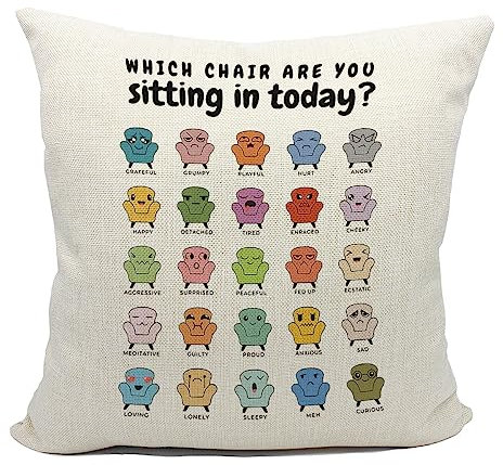 Mancheng-zi Feelings Kissen, psychische Gesundheit, Überwurfkissen, Leinenbezug für Sofa, Couch, Klassenzimmer und Beratungsbüro, 45,7 x 45,7 cm