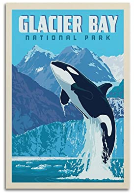 WELYK Vintage-Tierposter für springendes Orca-Poster, dekoratives Gemälde, Leinwand, Wandposter und Kunstbild, modernes Familien-Schlafzimmer, Dekor-Poster, 30 x 45 cm