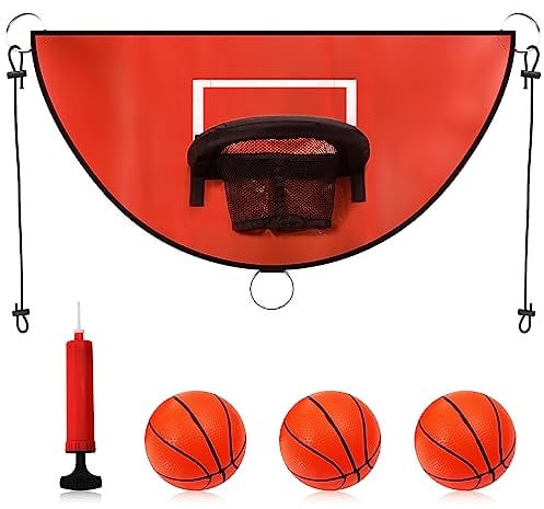 Trampolin Basketballkorb, Abreißrand zum Eintauchen TrampolinBasketballaufsatz mit Mini Basketbällen TrampolinZubehör für Kinder Erwachsene Innen und Außenbereich (Rot)