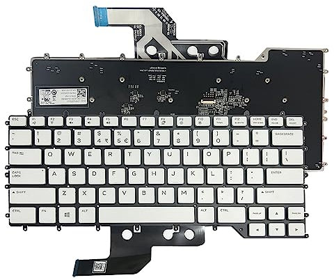 Gintai Laptops Keyboard Backlit US Replacement for Dell Alienware M15 R2 R3 R4 RGB UI 0TJ1NP White