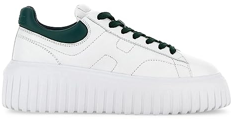 Hogan Zapatillas de mujer H-Stripes blanco y verde de napa - HXW6450FC60 QZB0ESS - Talla, Color blanco., 41 EU