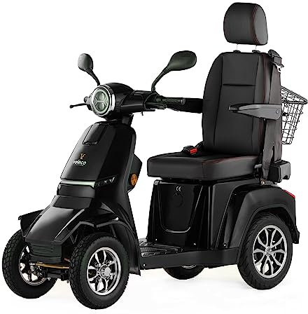 VELECO Gravis mit verstellbarem Kapitänssitz, Mobilitätsroller, Elektromobil, komplett montiert und fahrbereit - Voll-LED Beleuchtung (Schwarz)