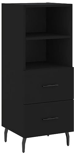 vidaXL Sideboard, Kommode mit viel Stauraum, Mehrzweckschrank Anrichte für Wohnzimmer, Schrank Beistellschrank Metallbeine, Modern, Schwarz Holzwerkstoff