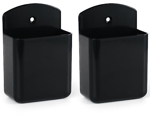 HAUYEST 2 Pcs Remote Control Holder Wall Mount, TV Controller Holder, Self Adhesive Remote Holder, Wall Pen Holder Storage Accessories for Home Office School (Black)