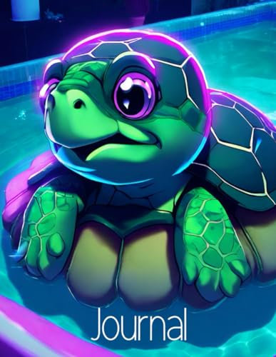 Journal, Neon Turtle on Float in Pool: 100 Lined Pages