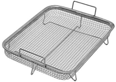 Crisper Basket with Handle Stainless Steel Oven Grill Tray Non Stick Baking Mesh Drain Basket 30x22x5.5cm Baking Basket