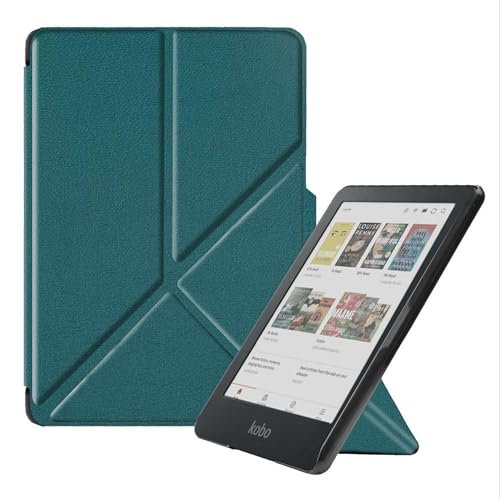 GIOPUEY Cover Compatibile con Kobo Clara Colour, Flip Pelle + Morbida custodia in silicone, consistenza simile alla pelle - Verde