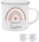 wunderwunsch - Personalisierte Emaille Tasse Kinder mit hochwertigem Spezial-Druck – Bruchsicher, Leicht & Umweltfreundlich – Geschenk Schulanfang, Schuleinführung (Regenbogen rosa)