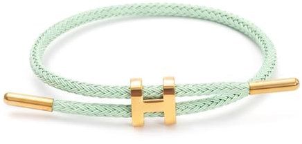 Geflochtenes Damen Armband – Schönes Weihnachtsgeschenk für Frauen & Freundinnen | Verstellbarer Armreif, Segeltau Freundschaftsarmband, Charm Schmuck für besondere Anlässe (Hellgrün)