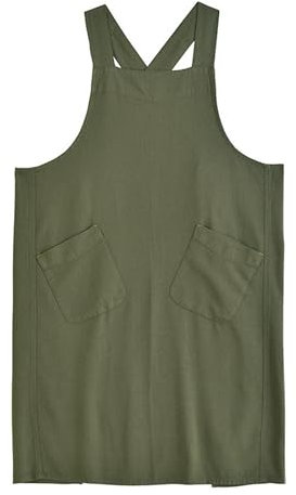 Nanxson Frauen Leinen Schürze Küchenschürze Kreuz Rücken Vintage Kochenschürze mit 2 Taschen für Backen Gartenarbeit Kochen