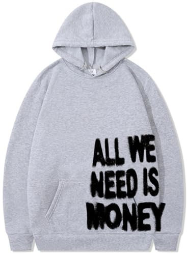 BaeKnyin Herren Erwachsenen All We Need is Money Sport Plus Size Hip-Hop Kapuzen Sweatshirt-QHBlack-S1