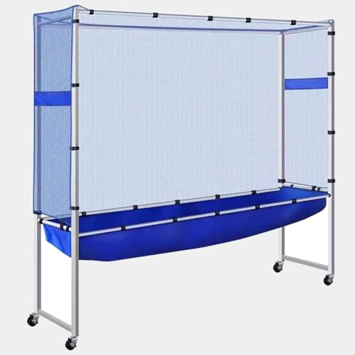 Professionelles Tischtennisball-Fangnetz, Rollbares Ping-Pong-Tischnetz für jeden Tisch von 60 bis 72 Zoll, Trainingsgelände Tischtennisball-Fangnetz-Sammler (Farbe: Blau)