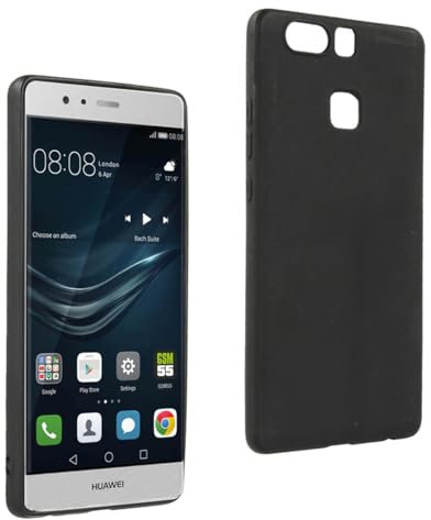 REY Schwarz Silikonhülle TPU für Huawei P9, Handyhülle Premium Kratzfest TPU Durchsichtige Schutzhülle, Ultradünne 0,33 mm