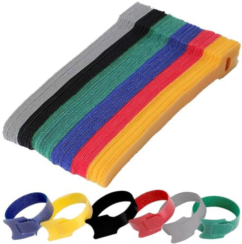 Lot de 120 Serre Câble Réutilisables en Nylon, Attache Cable, Attaches de Câble Nylon, 150 MM x 12 MM,Serre Câbles Electriques avec Crochet et Boucle, pour Bureau, Maison, Jardin, 6 couleurs