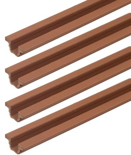 cyclingcolors 4x Riel 1m para Puerta de Armario para Ruedas Puertas Correderas Guía de Carro Corredizas Plástico, Marrón