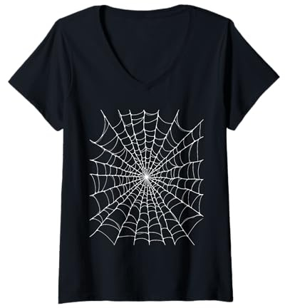 Damen Spinnennetz-Shirt, Spinnennetz-Kostümhemd, Netz T-Shirt mit V-Ausschnitt