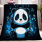 Kuscheldecke Flauschige Wolldecke mit Süßer Musik-Panda Muster, Warme Sherpa Decke Wohndecke Sofadecke 220 x 240 cm Warme Super Weiche Kuscheldecke Schwarz Blau