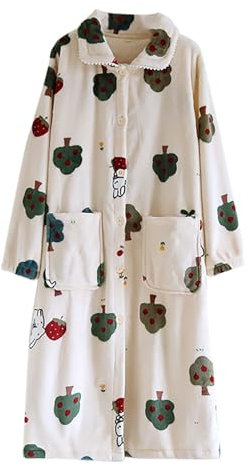 Weihnachts-Dessous für Damen, Fleece, trendige Bademäntel für Damen, flauschiger Button-Down-Herz-Bademantel mit Kragen, knöchellang, Bademäntel für Damen, Duschmantel für Damen, sexy