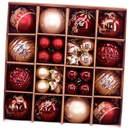 rockible 44 Pieces Hanging Baubles for Christmas Tree Decoration, Red Champagne