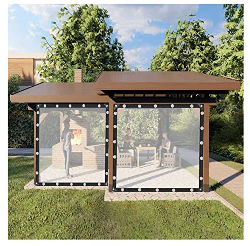 Gartenpavillon-Vorhang aus PVC, wasserdicht, mit Ösen, anpassbar, transparent, 4 x 2,5 m