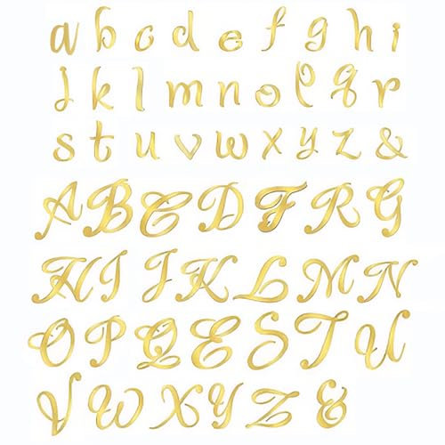 54pcs Letters Personalised Cake Topper Name Acrylic Mirror Gold Birthday Cake Decoration Alphabet A-Z for Birthday Anniversary Wedding Baby Shower Graduation Party