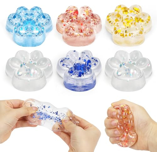 6 Stück Katze Stress Relief Spielzeug,Lustige Katze Pfote Squeeze Stress Relief Spielzeug für Erwachsene,Tier Anti Stress Spielzeug,Perfekte Kinder Geburtstag Geschenke