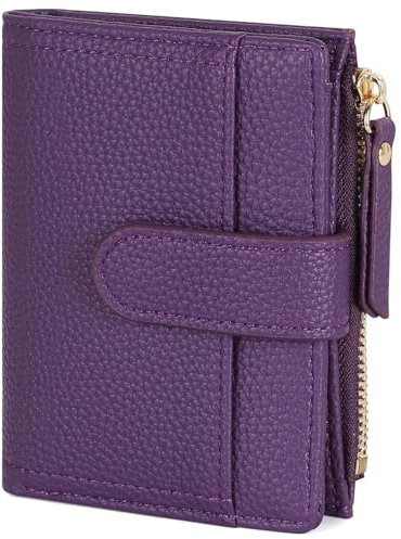 RRANCharltu Portefeuille Femme Cuir, Porte Monnaie Femme Petit Portefeuilles et Porte-Cartes avec Fermeture éclair Poche à Monnaie, Violet foncé