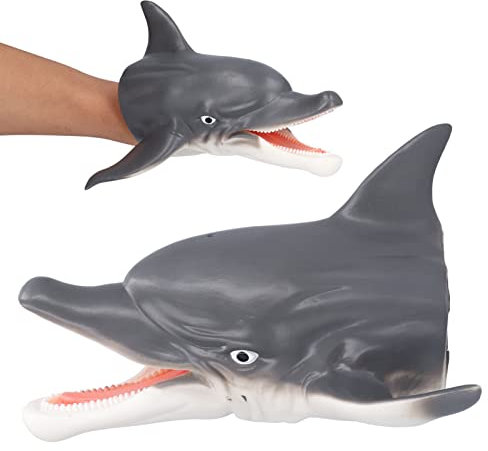 Ghzste Delphinkopf Handpuppenspielzeug Realistische Tierhandpuppen Weiche Lebensechte Delphin Handpuppenspielzeug für Schwimmbad Strand Baden