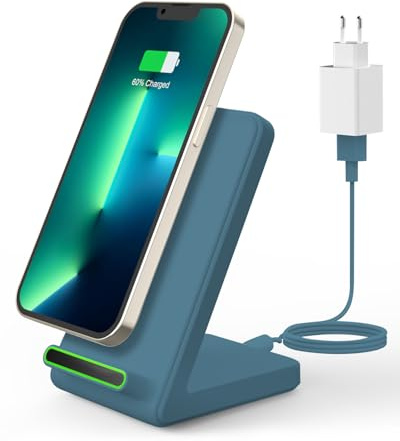 JoyGeek Induktives Ladeständer, 15W Schnell Kabelloses Ladegerät, Case-Friendly Wireless Charger für iPhone 17/16/15/14/13/12/11/XR/X/8, Induktionsladegerät kompatibel mit Samsung S25/S24/S23/S22/Note