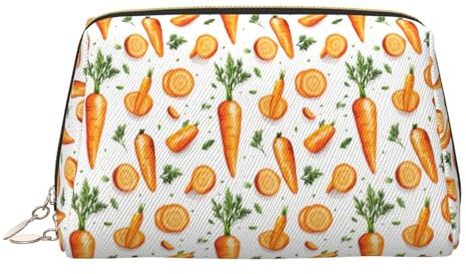 GVYGVY Grande trousse de maquillage de voyage – Trousse de maquillage en cuir PVC imprimé carotte vif pour femme avec fermeture éclair, portable et résistante à l'eau – Trousse de toilette pour femme
