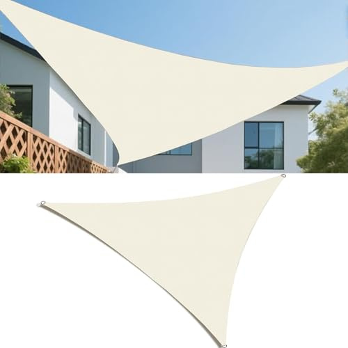 Tenda a Vela Parasole 2x4x5M Vela Ombreggiante Triangolare Impermeabile Tenda a Vela Giardino Protezione UV Tende da Sole con Anello D e Corda per Esterno Giardino Crema