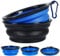 Vivifying 500ml Faltbarer Hundenapf, 2Pcs Hundenapf Faltbar aus Silikon für Hunde und Katzen Fütterung, Faltbare Schüssel für Reise & Transport für Hunde (Schwarz+Blau)