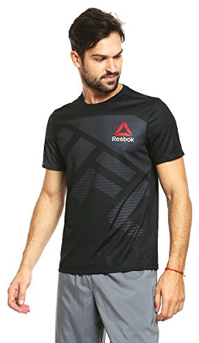 Reebok Men UFC FK Blank Jersey Termal T-shirt - Black/Negro/Gravel, Medium