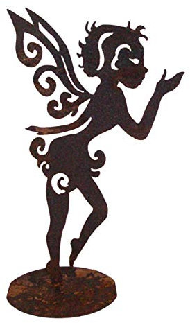 Kleines Fabelwesen Fee Locke- 28cm Wunderschöne Garten-Figur aus Edelrost als Garten Deko, auf dem Balkon oder als Dekoration auf Ihrer Terrasse oder in der Wohnung - Dekofigur von Manufakt-Design