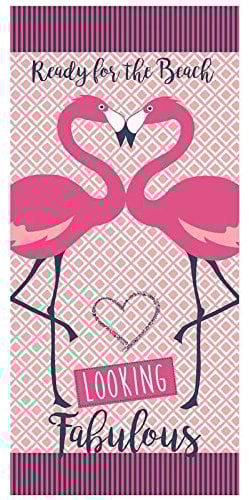 PING Beach Towels Flamingo Large Microfibre for Adult Kids 70X150cm Great for Swim Travel Yoga Sports Camping Sunbed Cover Bath Shower Towel