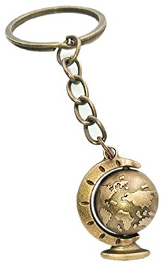 Gudeke Landkarte Schlüsselanhänger Bronze Farbe Erdkugel Herren Schlüsselring Weltkugel Drehen Welt Globus Schlüsselbund