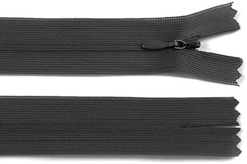 Schnoschi 5 Stück 30 cm Langer Spiralreißverschluss, nahtverdeckt, Nicht teilbar, schwarz, 3mm Laufschiene, Reißverschluss