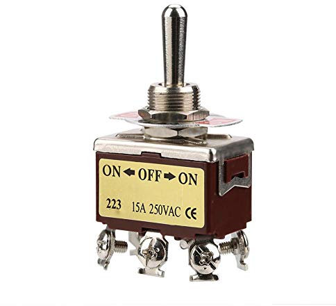 AC 250V Interruptor de palanca moment¨¢neo de 3 posiciones ON-OFF-ON Interruptor de palanca de 6 pines, montaje de 12 mm