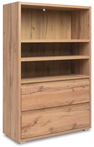 Regal Image Honigeiche Weiß 2 Einlegeböden Aufbewahrung Aktenregal Bücherregal (Eiche)