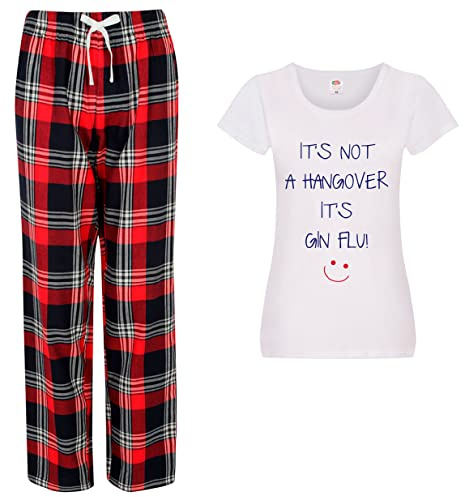 60 Second Makeover Limited It's Not A Hangover It's Gin Flu Pyjamas For Women Gin Gifts For Her Tartan Trousers Ladies Pjs Pajamas Womens Pyjama Set