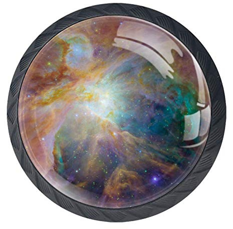 Outer Space Universe Abstract Nebula Galaxy Chakra Infinity Psychedelic Photography Print Cabinet Door Knobs Handles Pulls Cupboard Handles Drawer Wardrobe 4pcs