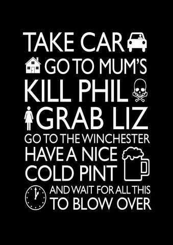 Artylicious Poster mit Zitat von Shaun of the Dead, A2, Schwarz