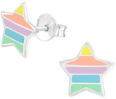 Monkimau Mädchen Ohrringe Stern Ohrstecker aus 925 Sterling Silver Silber