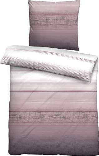 biberna 0666071 Bettwäsche Garnitur mit Kopfkissenbezug Schweizer Satin 1x 155x220 cm + 1x 80x80 cm brombeer