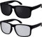 La Optica B.L.M. Sonnenbrille Herren UV400 Retro Retro - Doppelpack Set Gummiert Schwarz (1 x Grau, 1 x Silber Verspiegelt)