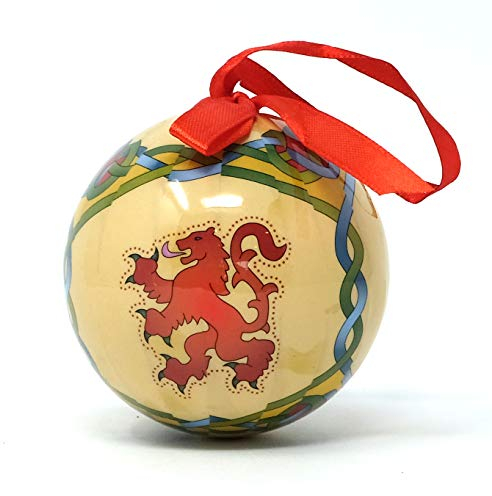 Scottish Christmas Bauble Rampant Lion Handcrafted Decoupage | Scotland Tree Ornament Ball Decoration Gift Scottish Weave | 7.5cm Round