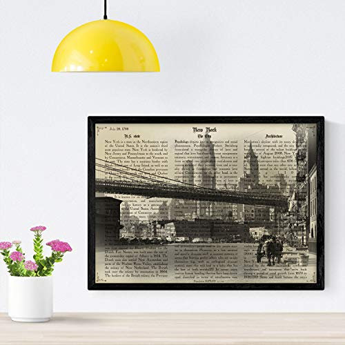 Nacnic Poster New York 2. Abbildungen von Städten in der Welt und berühmte Sehenswürdigkeiten. A4-Format