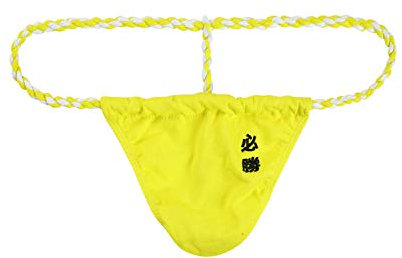 Newsywell Hommes String Coton Tanga Thongs Bulge Pouch Japonais Respirant Low Rise Slip Bikini Underwear Jaune Moyen