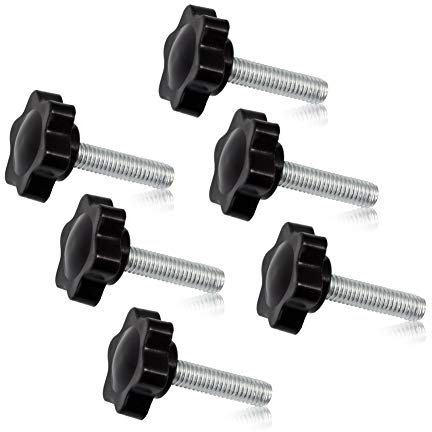 SPEEDWOX 6 Stück Klemmschraube, M6 x 25, Pflaume, Sechskant-Form, Handknöpfe, gerändelte Rändelschraube, Griff, Klemmknauf, Außengewinde, metrisches Gewinde